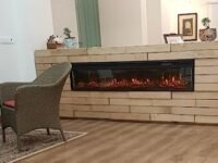 RVA Decorative Electric Fireplace 72 x16 x 6 inches with Remote & Heating Option, Matt Black