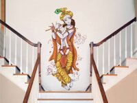 Rawpockets Lord Krishna with Flute ' Wall Sticker-(PVC Vinyl,105cm X 55cm)
