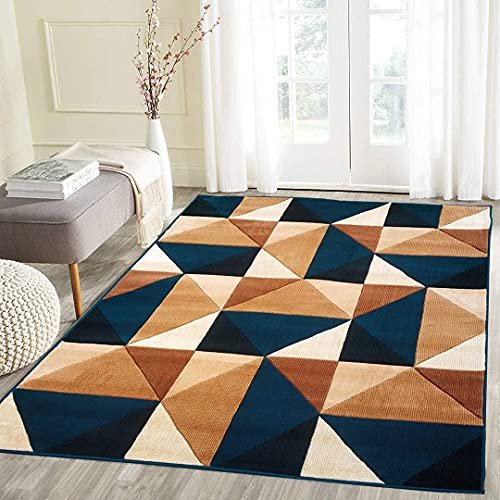 Risha Carpet Carpet Thick Hand Embossed Washable Geometric Oriental Non-Shedding Living Room Bedroom Dining Home Area Rug 6x8 Color Multi
