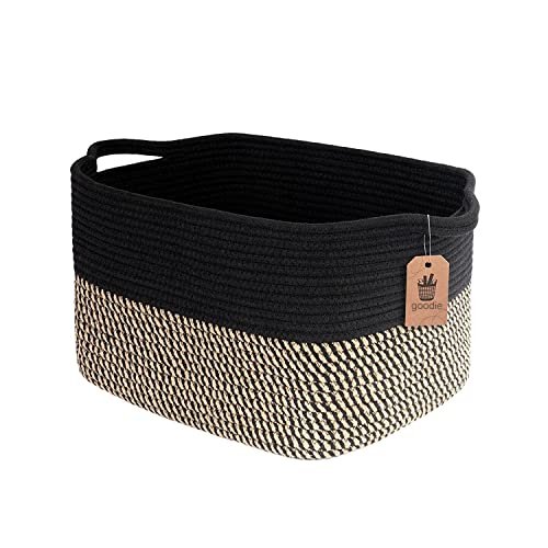 Rugszone Woven Cotton Rope Storage Basket - Stuffed Toy Bin, Laundry Hamper, Nursery, Dog Toy, Blanket, Gift Container - Jute, White