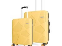 Safari Pentagon Neo 8 Wheels Set of 2 (Cabin + Medium) Trolley Bags Hard Case Polypropylene, 360 Degree Wheeling Luggage, Travel Bag, Suitcase for Travel, Trolley Bags for Travel, Ochre