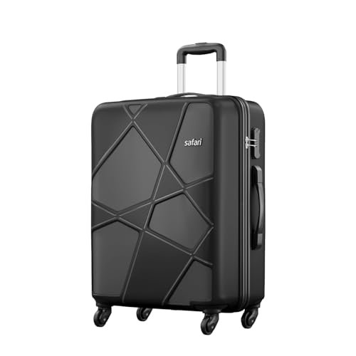 Safari Polypropylene Pentagon Hardside Large Size Check-in Luggage Speed_Wheel 8 Wheel Suitcase Trolley Bags for Travel Black Color 75Cm