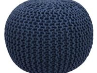 Safunooza Designs Hand Knitted Heavy Cotton Rope Beans Filled Round Oval Pouf Pouffe - Light Blue Colour - Pack of 01 - Designed for Living Room Sitting, Foot Rest, Stool in