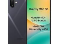 Samsung Galaxy M06 5G (Blazing Black, 4GB RAM, 64GB Storage) | MediaTek Dimensity 6300 | AnTuTu Score 422K+ | 12 5G Bands | 25W Fast Charging | 4 Gen. of OS Upgrades | Without Charger