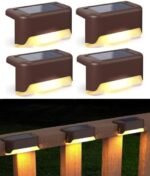 Schsteindar® Solar Deck Lights Outdoor 4 Pack, Solar Step Lights Waterproof Led Solar Lights for Outdoor Stairs, Step, Fence, Yard, Patio, and Pathway(Warm White)