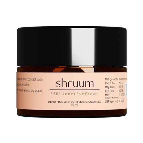Shruum 360° Under Eye Cream | Reduces Dark circles, Fine Lines & Puffiness | Revives stressed skin | Mushrooms, Cucumber, Licorice, Green Tea, Niacinamide | All Skin Types | Men, Women | 15 ml