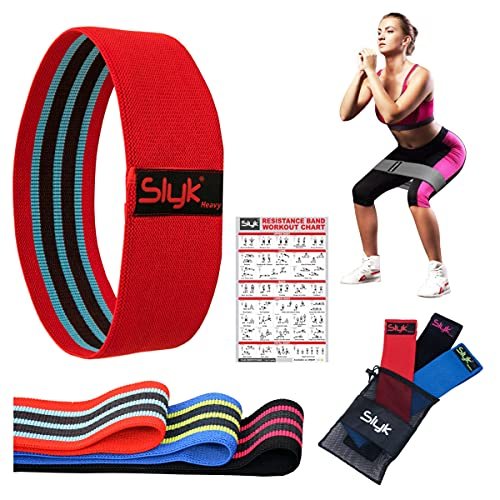 Slyk Non-Slip Fabric Resistance Band for Men and Women. Resistance Loop Bands for Toning Booty Hip Glutes Thighs Squat Legs Yoga Pilates at Home, Outdoors or Gym (Heavy - 13")