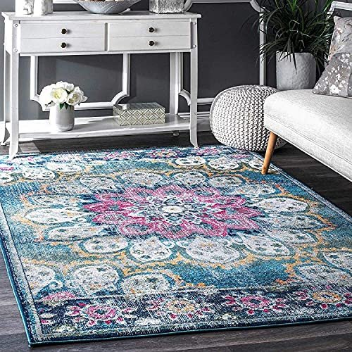 Status Contract Polyester Blend 3D Printed Vintage Persian Carpet Rug Runner with Anti Slip Backing (Multicolour, 4X 6 Feet/Medium)