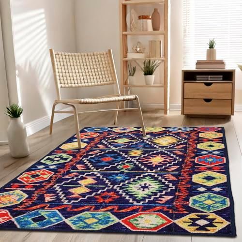 Status Contract Rugs for Living Room|(Size) Printed Carpet for Living Room Decor|Anti Skid Backing Home Essentials| Boho Rugs for Living Room (Vintage 407), Polyester, Multicolor, Rectangular