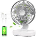 TEKCOOL 4000mAh Rechargeable Desk Fan, Portable Table Fan,USB Fan, USB Battery Powered Quiet Personal Fan,4 Speed for Home Office Travel(Silver),