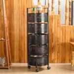 TEX-RO Kitchen Trolley with Wheels, Kitchen Organizer Items and Storage Solutions for Round Kitchen Organizer and Kitchen Accessories Items (Round,Layer 5)