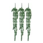 TIED RIBBONS 3 Pc Artificial Hanging Succulents Plants String of Pearls Plant Leaves for Home Decor Wall Pot Indoor Outdoor Office Garden Balcony Navratri Decoration Items (83 Cm Long),Plastic