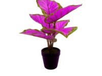 Tdas Artificial Plants For Home Decor Small Size With Pot Item Living Room Plastic Palm Tree Fake Plant Leaves Balcony Office Bamboo Decoration Decorative Decors 25 Cm (Design3, Purple)