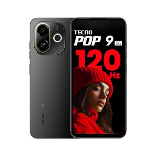 Tecno POP 9 5G Midnight Shadow, 4GB+64GB| Segment's 1st 48MP Sony AI Camera| Segment's 1st 5G with NFC | D6300 5G Processor |4+ Year Lag Free Fluency |5000 mAh Battery |Dual Speaker |Without Charger