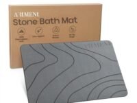 The Artment your artistic apartment TerraDry Stone Bathroom Diatomaceous Earth Shower Mat, Non-Slip Super Absorbent Quick Drying Bathroom Mat | Natural, Easy to Clean (Large) (40 X 60 CM)