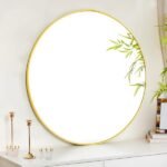 The Arts Box Round Wall Mirror I Metal Frame I Modern Design Metal Frame I Bathroom Wash Basin, Bedroom, Drawing Room, (Gold, 22)