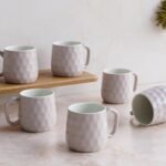 The Earth Store Lavender Pebble Ceramic Tea Cups Set of 6 Small Coffee Chai Serving Cups Microwave Safe Ideal Gifts for Anniversary, Housewarming Parties | Diwali Gifts for Family and Friends 200 ML