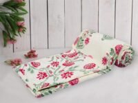 Trance Home Linen 150 GSM Pure Cotton Reversible Dohar Single Bed Size | AC Blanket Comforter | Soft Light-Weight Bed Blanket (56 x 88 inch, Aangan Red, Pack of 1) Summer Collection