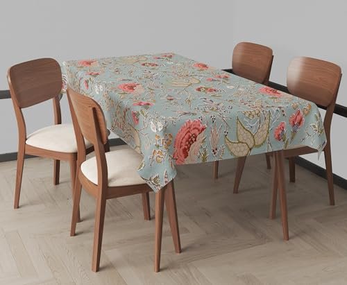 Trance Home Linen Premium Cotton Dining Table Cloth 4 to 6 Seater | Printed Rectangular 4 to 6 Seater Table Cover | Washable & Reusable Cloth Cover for Table top (48 x 72 inch, Calicut Green)