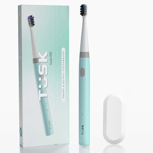 Tusk Smart Electric Toothbrush for Adults & Kids, 3 Modes Rechargeable Sonic Brush with 30 Days Battery, Soft Bristles, Waterproof Design, C-Type Charging, Timer for Efficient Cleaning (Dreamy, Green)
