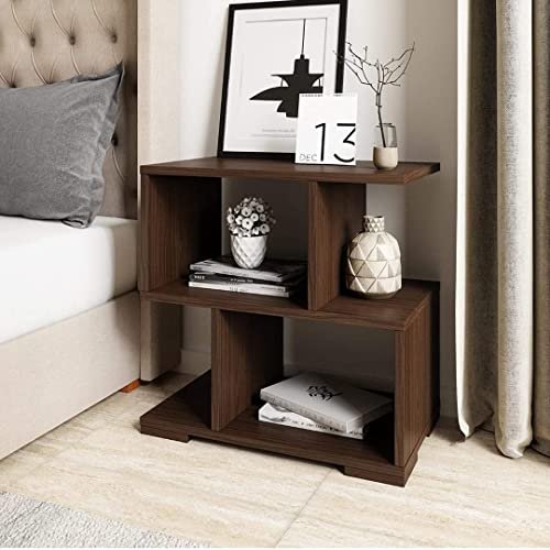 VARS DECOR End Table/Bedside Table & Corner Table for Book Storage Brown Engineered Wood Bedside Table/Nesting Table (Brown)
