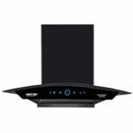 Ventair 60 cm 1200 m3/hr Autoclean Kitchen Chimney (Auto Queen, Motion Sensor, Made in India, 11° Filterless with Metallic Oil Collector, Black, Curve Glass)