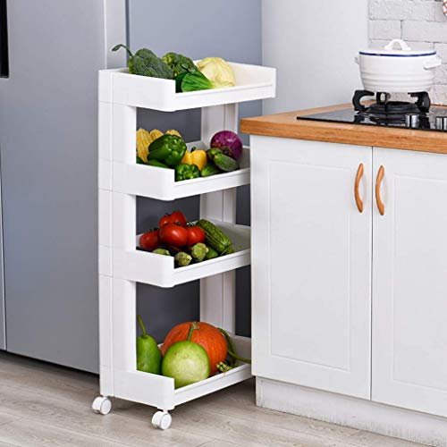 Vruta 4-Tier Space Saving Rack Organizer Multifunctional Plastic Cart Trolley With Wheel for Bathroom Storage