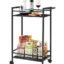 WINSTAR 2-Tier Premium Metal Kitchen Serving Trolley with Wheels | Bar Cart, Mobile Bar Serving Cart, Utility Cart with Lockable Wheels for Kitchen, Dining Room, bar & Living Room (Black, 2 Shelf)