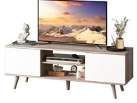WLIVE Engineered Wood White Tv Stand for 55 Inch Tv, Entertainment Center Tv Media Console,Ppts025