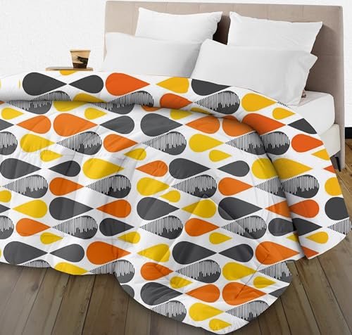 Zinnia Ultra Soft Microfibre Printed Comforter | (Print - Designer) (Drops and Grey)