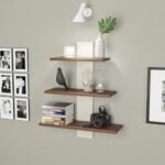 homeeasy Wooden Wall Shelves 3Tiers for Living Room | for Home Decor Items | Floating Book Rack for Study Room, Office, Kitchen WS-1(Brown)