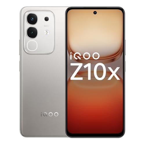 iQOO Z10x 5G (Titanium, 6GB RAM, 128GB Storage) | 6500 mAh Large Capacity Battery | Dimensity 7300 Processor | Military-Grade Certified Durability