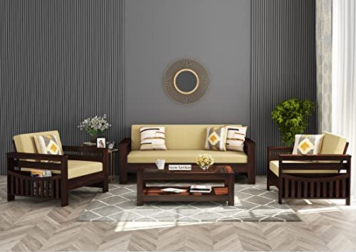 Home furniture Wooden Sofa Set for Living Room and Office 5 Seater (Raiden (Walnut Finish))