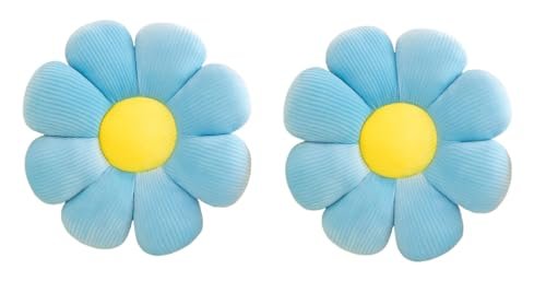 AVSHUB Flower Shaped Floor Pillow Cushion for Kids Room, Living Room, Bedroom, Luxury Kids Furnishing, Throw Pillow, Decorative Cushion, Nursery Décor Birthday Gift (Pack of 2) (35 Cm) (Blue)