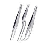 Alis 3 Pcs Stainless Steel Small Kitchen Tweezers AKT033 with Precision Serrated Tip - Chefs Food Tweezer for Precise Plate Detailing, Durable & Sturdy Tweezers – Non-Slip with Ergonomic Design