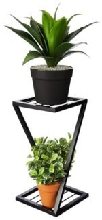 Amazon Brand - Solimo Stylish Metal Plant Stand (New Z Shape X Shape) (Set of 1, 40 cm stand) | Strong Legs Perfect Metal Stand for Planter Indoor and Outdoor