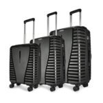 Aristocrat Airpro 3Pc Set Cabin 55cm(Small) Check-in 66cm(Medium) Check-in 75cm(Large) 360 Degree 8 Wheels Trolley Bags Hard Case Luggage, Lightweight & Combination Lock|7 Yrs Warranty (Black)