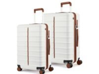 Assembly Luggage Sets of 2 Check-in 24 Inches & 28 Inches for Flight Travel with dust Cover and 3 Packing Organisers for Men and Women | 60L + 95L | White | Odyssey