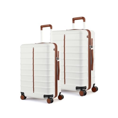 Assembly Luggage Sets of 2 Check-in 24 Inches & 28 Inches for Flight Travel with dust Cover and 3 Packing Organisers for Men and Women | 60L + 95L | White | Odyssey