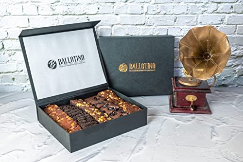 BALLOTINO Delicious Brownies with Walnut, Hazelnut, Double-Chocolate, Red-Velvet & Mango, 20 Piece Brownies Gift Box | Assortment of Premium Brownies | Gift For Valentine
