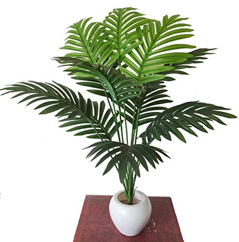 BK MART Natural Looking 12 Leaves Areca Palm Indoor Plant for Home/Shop/Office Decor/Gifting Artificial Plant with Pot (60 cm, Green), Rubber