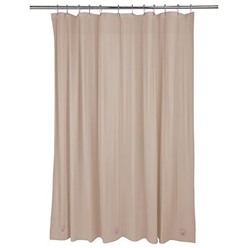 Bath Bliss Heavy Shower Curtain Liner, 12 Rust Resistant Metal Grommets, 3 Weighted Magnet Hem, Taupe Cream