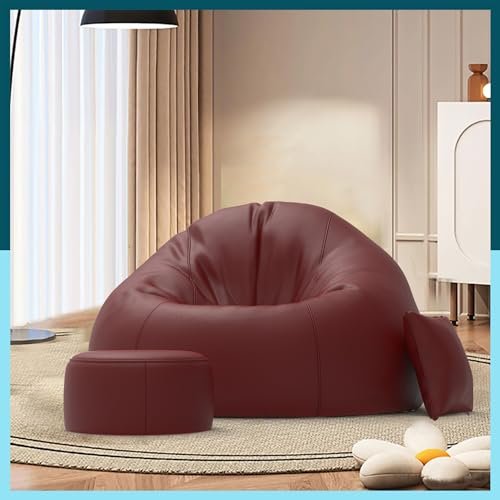 Biggie Bean Bag with Beans Filled 5XL Bean Bag Sofa with Free Cushion and Footrest - Official : BeanDelight Combo (Matching Color : Regular, Maroon)