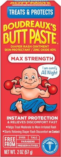 Butt Paste Maximum Strength Diaper Rash Cream, Ointment for Baby, 2 oz Tube 57 g