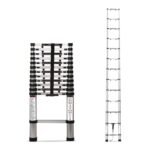 Corvids 5.0m (16.5 ft) Portable & Compact Finger Protect Aluminium Telescopic Ladder | 2-Year Warranty | EN131 Certified 13-Steps Foldable Multipurpose Step Ladder for Home & Outdoor use