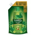 Dabur Vatika Health Shampoo - 1L (Refill Pouch) | With 7 natural ingredients | For Smooth, Shiny & Nourished Hair | Repairs Hair damage, Controls Frizz | For All Hair Types | Goodness of Henna & Amla