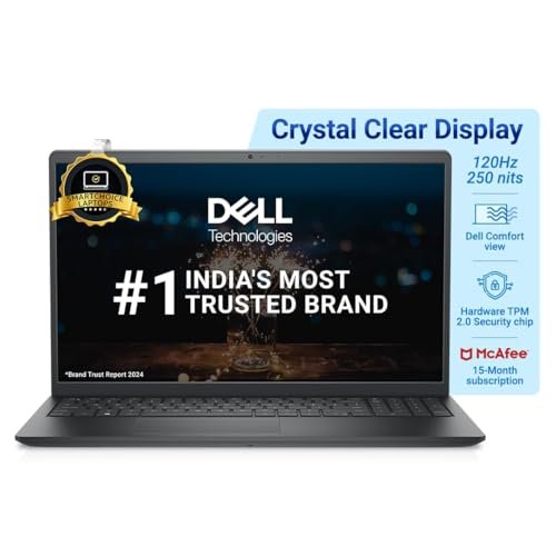 Dell, Intel Core i5-1235U, 13th Gen, 16GB RAM, 512GB SSD, FHD, 15.6"/39.62cm, Windows 11, MS Office 21, Carbon Black, 1.69KG, Intel UHD Graphics, Spill Resistant KB, Thin & Light Laptop