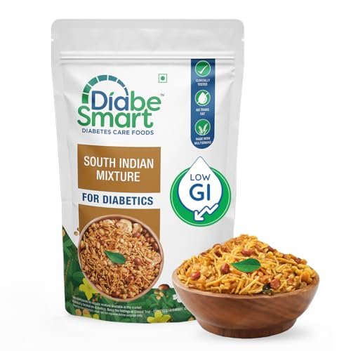 DiabeSmart Diabetic Snacks Mixture (250g) | Tested for 50% Better Blood Sugar Level | Sugar Free Healthy Snacks | South Indian Style Diet Namkeen | Healthy and Tasty Diabetes Food Products