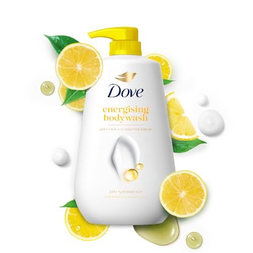 Dove Energising Body wash with energising lemon scent and nourishing Vitamin C, 100% gentle and paraben free/sulphate free cleansers, 100% plant- based moisturisers, 800ml