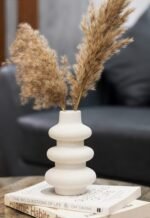 Flower Vase- Vase- Vases for Home DŽcor- Flower Vases Home Decor- Flower Vase Big Size- Ceramic Vase- Vase for Living Room,Waterproof Earthy Matte Finish,Wave Shape,6 Inches,White